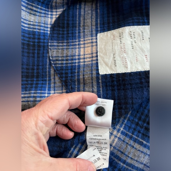 L.L Bean Women’s Archive Flannel Signature Top Womens Medium Blue Plaid Chamois - Picture 12 of 14